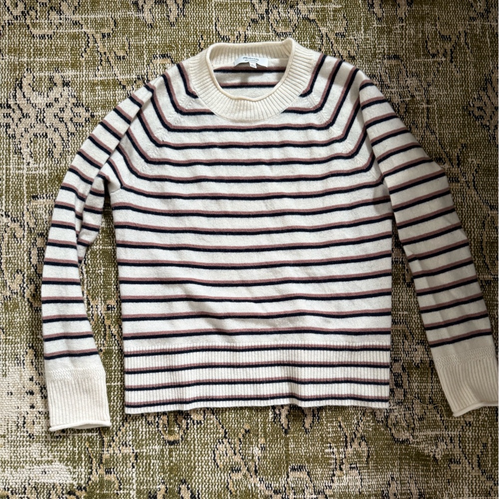 Striped Cream and Black Sweater